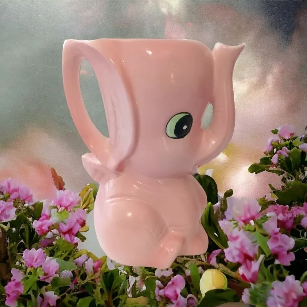 Pink Elephant Planter Pitcher Vase LEGO Japan Porcelain Kitschy Anthropomorphic. - Picture 16 of 16